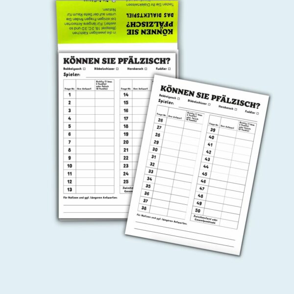 DER SPIELBLOCK ZUM BUCH, SPIEL & TEST "KÖNNEN SIE PFÄLZISCH?" – Bild 2